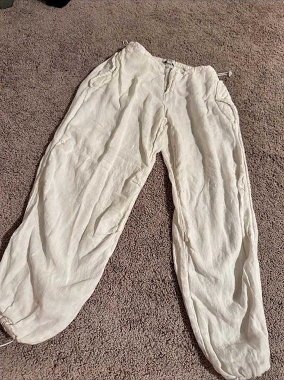 BDG White Linen Baggy Pant Linen Pants in White Size Medium